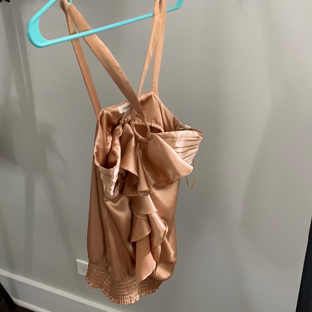 Gold Arden B cross back top XS. Ring front, great for night dinner or party